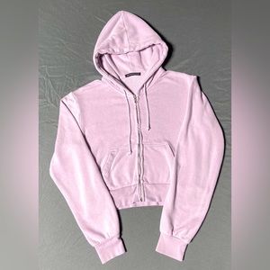 Brandy Melville cropped pink zip up hoodie